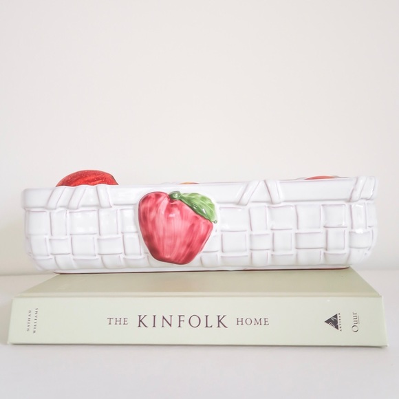 Vintage Hand Painted Ceramic Apple Rectangular Bowl π - Picture 2 of 3